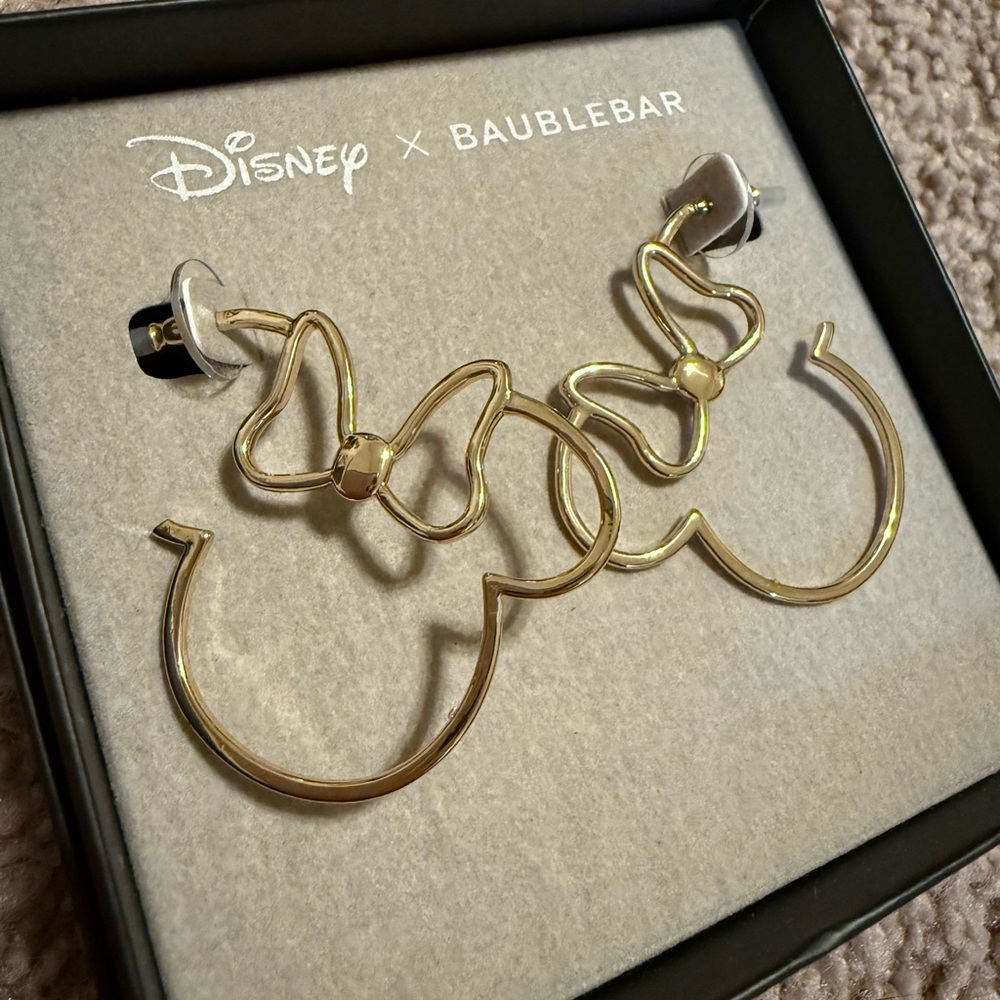 Disney x BaubleBar Gold Hoop Minnie Earrings
